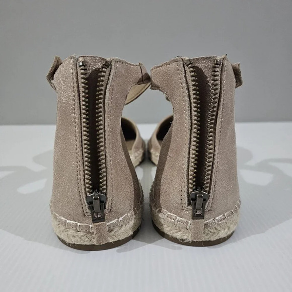NEW Eileen Fisher Lala Espadrille Flat Metallic Tan Leather Jute Size 10 - Picture 9 of 13